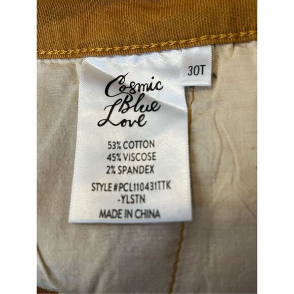 Brand New Cosmic Blue Love Women's 30T Mustard Yellow Tailored Cuffed Pants - Picture 6 of 9